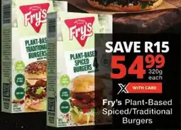 Checkers Fry's Plant-Based Spiced/Traditional Burgers offer