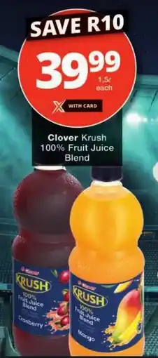 Checkers Clover Krush 100% Fruit Juice Blend offer