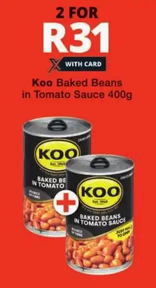 Checkers Koo Baked Beans in Tomato Sauce offer