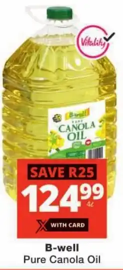 Checkers B-well Pure Canola Oil offer