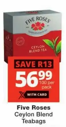 Checkers Five Roses Ceylon Blend Teabags offer