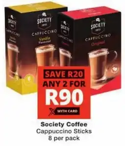 Checkers Society Coffee Cappuccino Sticks offer