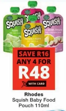 Checkers Rhodes Squish Baby Food Pouch offer