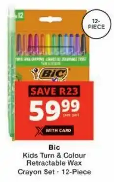 Checkers Bic Kids Turn & Colour Retractable Wax Crayon Set offer