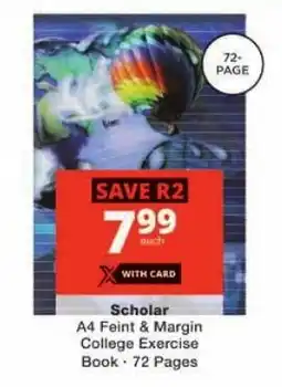 Checkers Scholar A4 Feint & Margin College Exercise Book offer