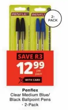 Checkers Penflex Clear Medium Blue/Black Ballpoint Pens offer