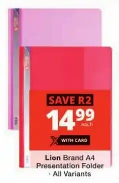 Checkers Lion Brand A4 Presentation Folder offer