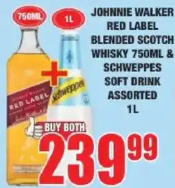 Boxer Liquors JOHNNIE WALKER RED LABEL BLENDED SCOTCH WHISKY & SCHWEPPES SOFT DRINK ASSORTED offer