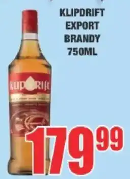 Boxer Liquors KLIPDRIFT EXPORT BRANDY offer