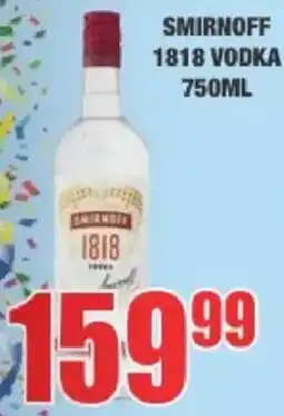 Boxer Liquors Smirnoff 1818 Vodka offer