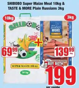 Boxer Superstores SHIBOBO Super Maize Meal & TASTE & MORE Plain Russians offer
