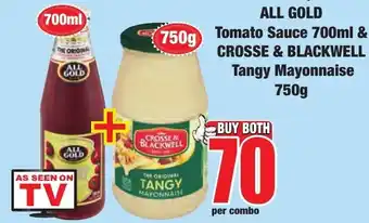 Boxer Superstores ALL GOLD Tomato Sauce & CROSSE & BLACKWELL Tangy Mayonnaise offer