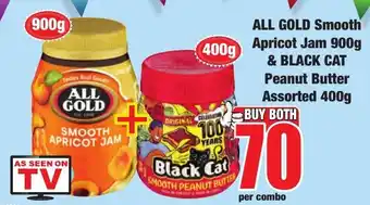 Boxer Superstores All gold smooth apricot jam & black cat peanut butter assorted offer