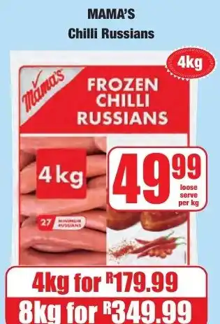 Boxer Superstores Mama's Frozen Chilli Russians offer