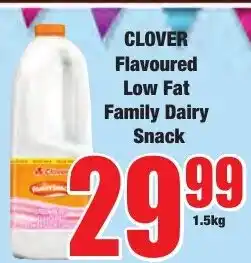 Boxer Superstores CLOVER Flavoured Low Fat Family Dairy Snack offer