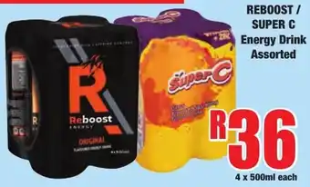 Boxer Superstores Reboost / Super C Energy Drink Assorted offer