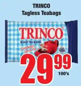 Boxer Superstores TRINCO Tagless Teabags offer