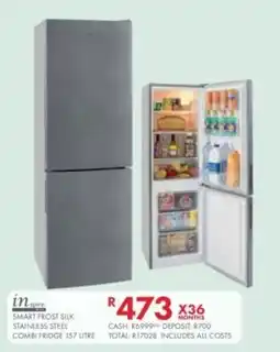 Beares Inspire SMART FROST SILK STAINLESS STEEL COMBI FRIDGE 157 LITRE offer