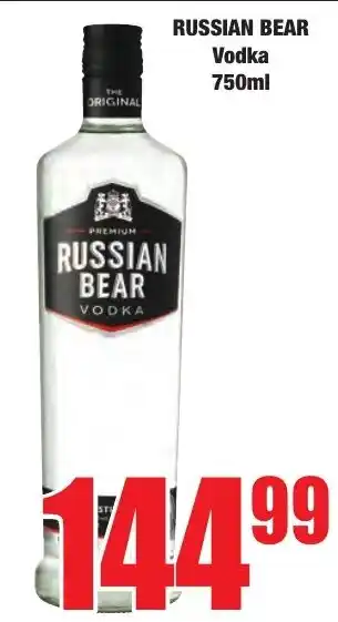 Boxer Superstores Russian Bear Vodka offer