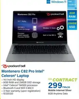 Incredible Connection Packard Bell Montenero C82 Pro Intel Celeron Laptop offer