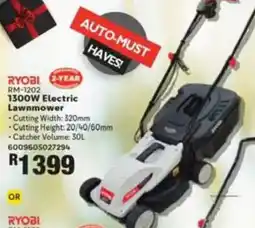 Build It Ryobi 1300w electric lawnmower offer