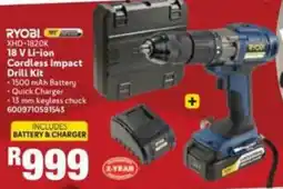 Build It RYOBI XHD-1820K 18 V Li-ion Cordless Impact Drill Kit offer