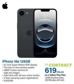 Incredible Connection iPhone 16e 128GB offer