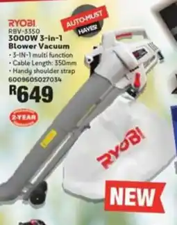 Build It RYOBI 3000W 3-in-1 Blower Vacuum offer