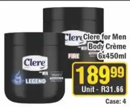 J&E Cash and Carry Cleere for Men Body Crème offer