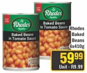 J&E Cash and Carry Rhodes Baked Beans in Tomato Sauce offer
