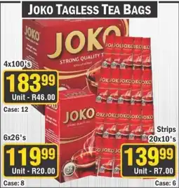 J&E Cash and Carry JOKO Tagless Tea Bags offer