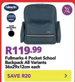 Shoprite Fullmarks 4 Pocket School Backpack All Variants offer