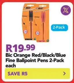 Shoprite Bic Orange Red/Black/Blue Fine Ballpoint Pens 2-Pack each offer