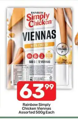 Pick n Pay Rainbow Simply Chicken Viennas Assorted 500g Each offer