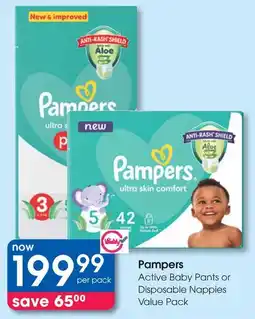 Clicks Pampers Active Baby Pants or Disposable Nappies Value Pack offer