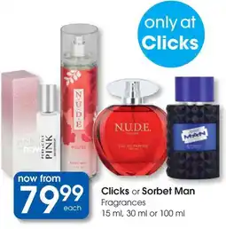 Clicks Clicks or Sorbet Man Fragrances offer