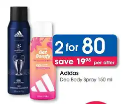 Clicks Adidas Deo Body Spray offer