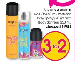 Clicks Atomic Roll-Ons, Perfume Body Sprays and Body Spritzers offer