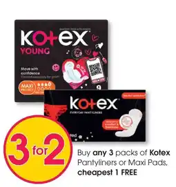 Clicks Kotex Pantyliners or Maxi Pads offer