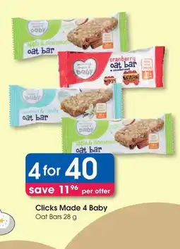 Clicks Clicks Made 4 Baby Oat Bars offer