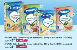 Clicks PURITY Baby Cereal or Instant Oats Just Add Milk Assorted offer