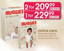 Clicks Huggies extra care Disposable Nappies offer
