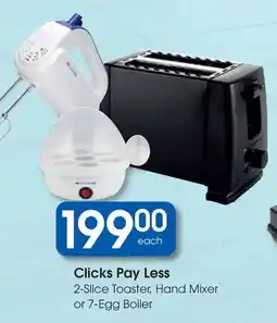 Clicks 2-Slice Toaster, Hand Mixer or 7-Egg Boiler offer