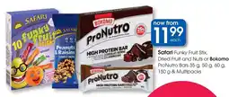 Clicks Safari Funky Fruit Stix, Dried Fruit and Nuts or Bokomo ProNutro Bars offer
