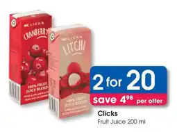 Clicks Clicks Fruit Juice offer
