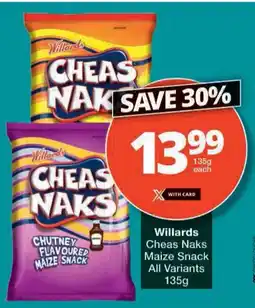 Checkers Willards Cheas Naks Maize Snack offer