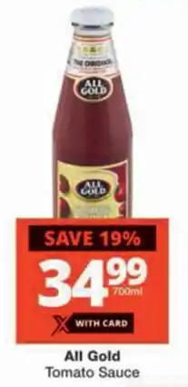 Checkers All Gold Tomato Sauce offer