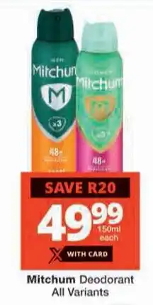 Checkers Mitchum Deodorant offer