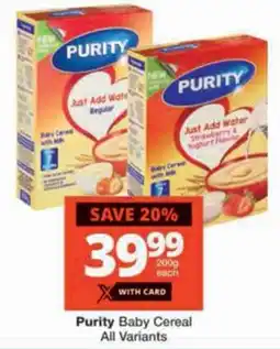 Checkers Purity Baby Cereal offer