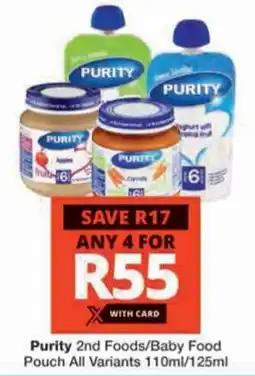 Checkers Purity 2nd Foods/Baby Food Pouch offer